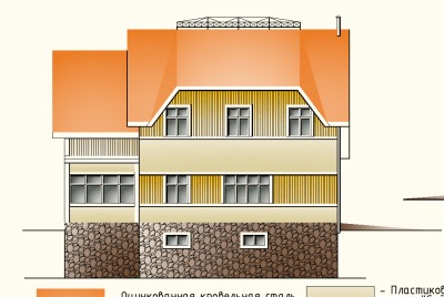 Проект на участке с уклоном № 91/15. Фасады, планировки(анонс).