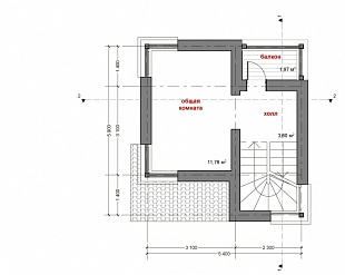 Проект двухэтажного дома 60 кв.м. 110/22. 2 этаж