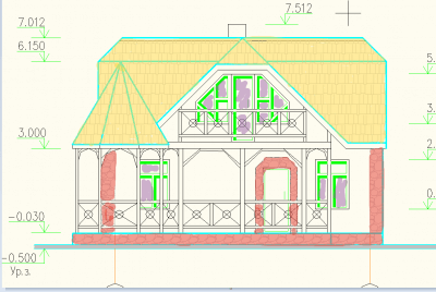 Проект кирпичного дома с мансардой и террасой № 91/16. Фасады, планировки(анонс).