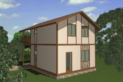 Бесплатный проект дома из каркасных панелей Лидер л-33.. Фасады, планировки(анонс).
