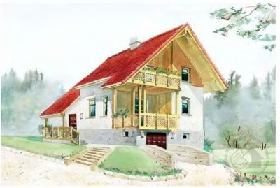 Проект загородного дома № 104/376. Фасады, планировки(анонс).