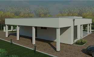 Проект дома из газобетона с панорамными окнами 93/н-23. Вид 3.